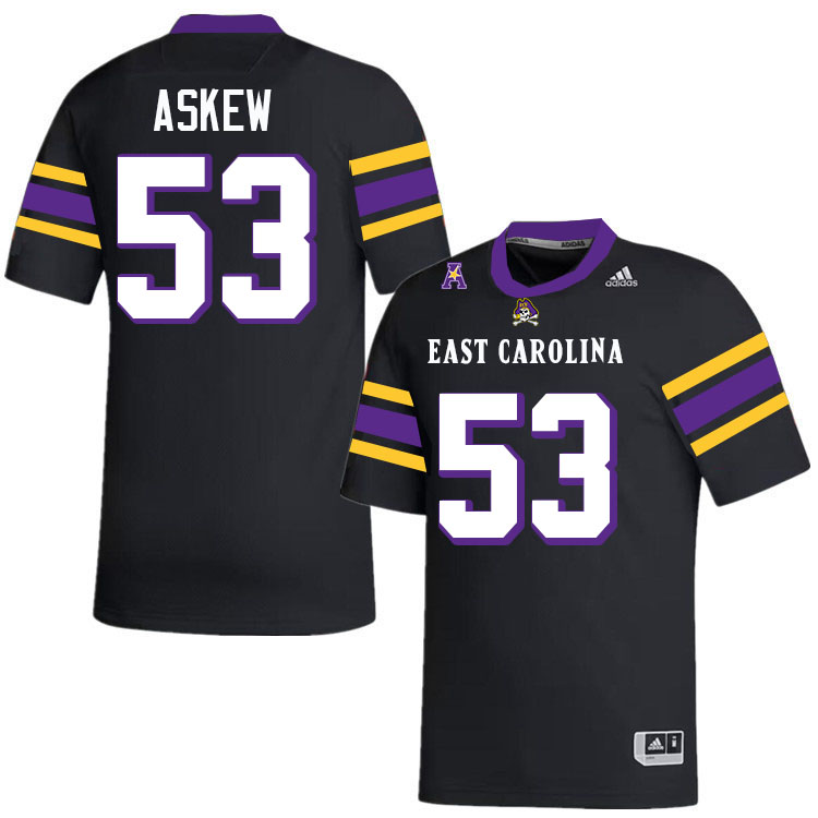 #53 Panda Askew East Carolina Pirates College Football Jersey Stitched-Black